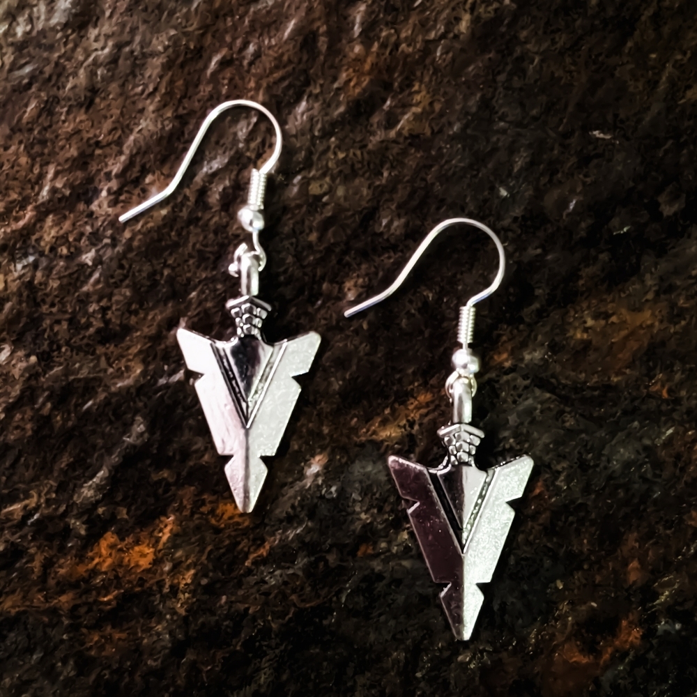 925 Sterling Silver Arrowhead Earrings - Picture 3 of 3